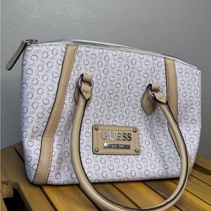 Guess Cream and Tan Signature Logo Tote